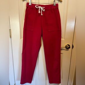 Women's Red Drawstring Ankle Pants